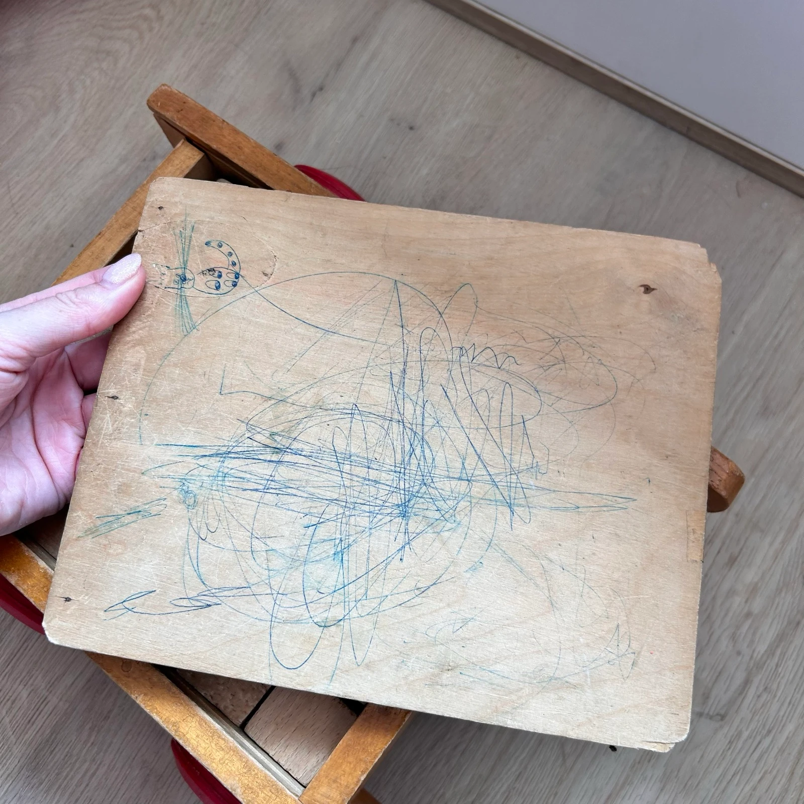 Vintage houten blokkenkar met veel houten blokken – complete set – photo 5